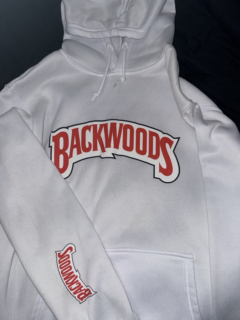 Backwoods Kids' White Hoodie with Red Logo